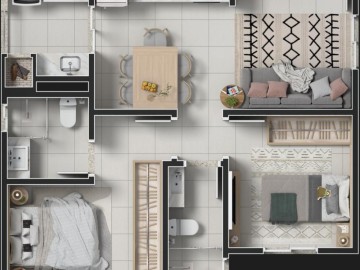 Apartamento de 1 suíte + 1 quarto